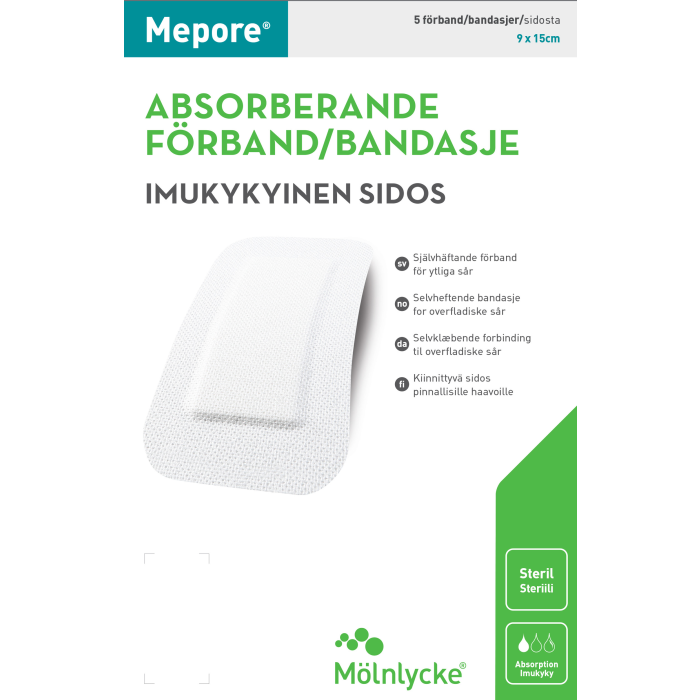 Mepore kiinnittyvä sidos 9x15 cm Substitute 5 kpl kuva 2