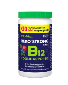 Beko Strong B12+foolihappo+B6 mustikka-karpalo 170 purutabl