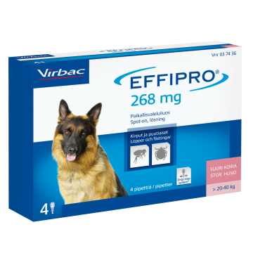 EFFIPRO paikallisvaleluliuos 268 mg (iso koira) 4 x 2.68 ml
