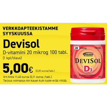 Devisol 20 mikrog imeskelytabletti 100 kpl