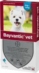 Bayvantic vet paikallisvaleluliuos 500/100 mg koirille 4–10 kg 4 x 1 ml